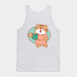 Morning Coffee Cat Yawning Tank Top